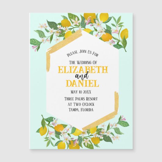 Spring Lemons Magnetische Huwelijksuitnodiging (Voorkant)