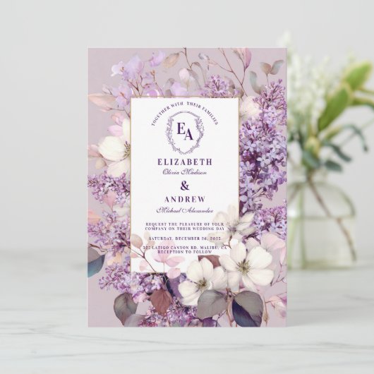 Spring Lila Bloom Romantische Bloemenviering Kaart (Staand voorkant)