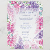 Spring Lila Flower Blossom-Floral Wedding Menu (Voorkant / Achterkant)