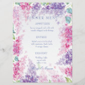 Spring Lila Flower Blossom-Floral Wedding Menu (Voorkant)