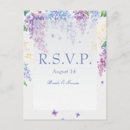 Spring Lila Flower Blossom-Floral Wedding RSVP Uitnodiging Briefkaart