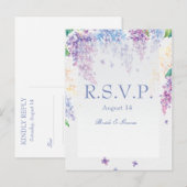 Spring Lila Flower Blossom-Floral Wedding RSVP Uitnodiging Briefkaart (Voorkant / Achterkant)