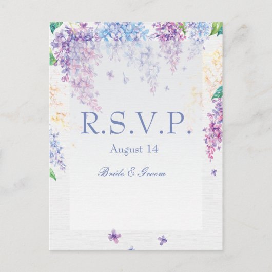Spring Lila Flower Blossom-Floral Wedding RSVP Uitnodiging Briefkaart (Voorkant)