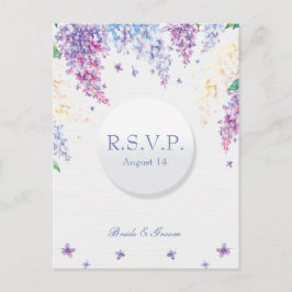 Spring Lila Flower Blossom-Floral Wedding RSVP Uitnodiging Briefkaart