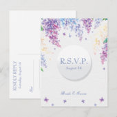 Spring Lila Flower Blossom-Floral Wedding RSVP Uitnodiging Briefkaart (Voorkant / Achterkant)