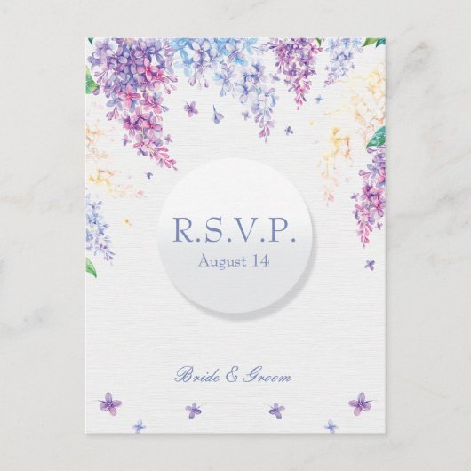 Spring Lila Flower Blossom-Floral Wedding RSVP Uitnodiging Briefkaart (Voorkant)