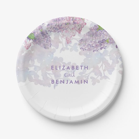 Spring Lilacs Floral Waterverf Elegant Papieren Bordje (Voorkant)
