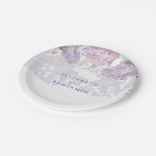 Spring Lilacs Floral Waterverf Elegant Papieren Bordje (Gekanteld)