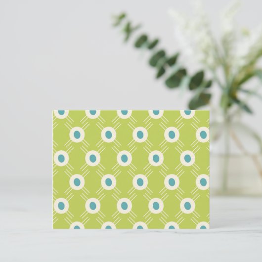 Spring Lime Green Blue Circles Moederdag Gift Briefkaart (Staand voorkant)