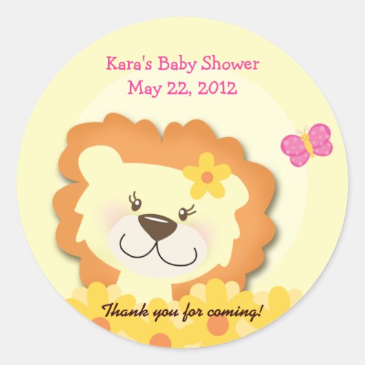 Spring Lion (geel) ronde aangepaste gunst Sticker (Voorkant)