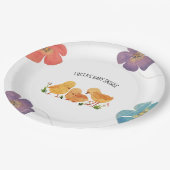 Spring Little Chicken Floral Baby shower Papieren Bordje (Gekanteld)