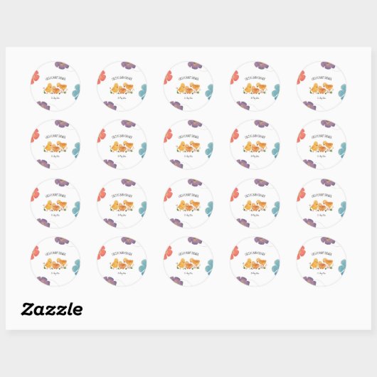 Spring Little Chicken Floral Baby shower Ronde Sticker (Vel)