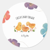 Spring Little Chicken Floral Baby shower Ronde Sticker (Voorkant)