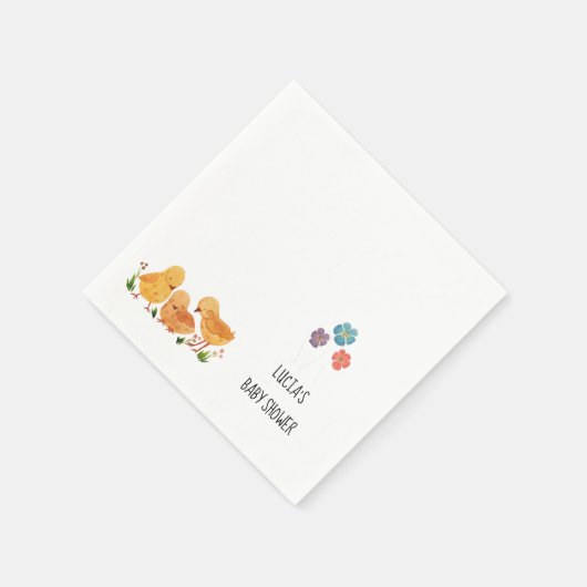Spring Little Chicken Floral Baby shower Servet (Hoek)