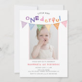 Spring Little Miss Onederful Foto 1st Birthday Kaart (Voorkant)