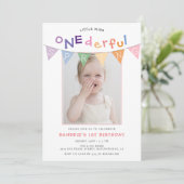 Spring Little Miss Onederful Foto 1st Birthday Kaart (Staand voorkant)