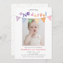 Spring Little Miss Onederful Foto 1st Birthday Kaart