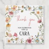 Spring Little Wildflower Verjaardag Party Square Bedankjes Labels (Voorkant)