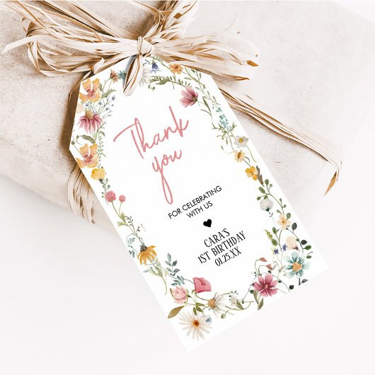 Spring Little Wildflower Verjaardagsfeest Favoriet Cadeaulabel