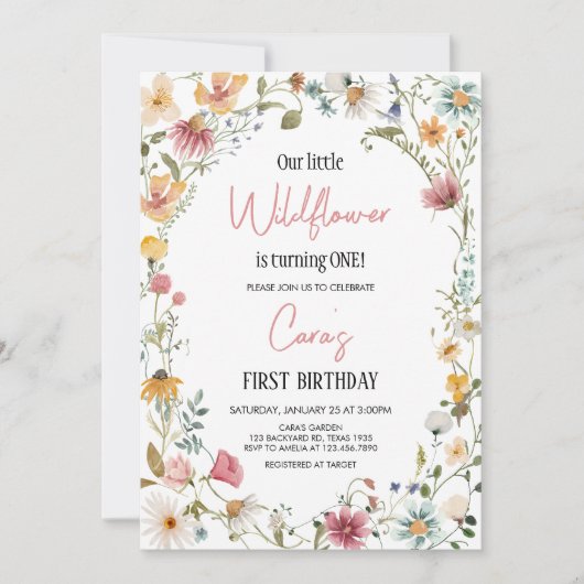 Spring Little Wildflower Verjaardagsfeestje Kaart (Voorkant)