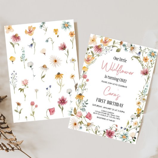 Spring Little Wildflower Verjaardagsfeestje Kaart