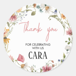 Spring Little Wildflower Verjaardagsfeestje Ronde Sticker