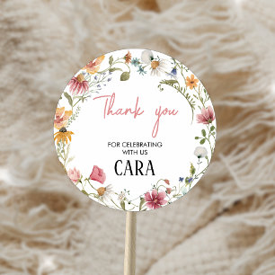 Spring Little Wildflower Verjaardagsfeestje Ronde Sticker