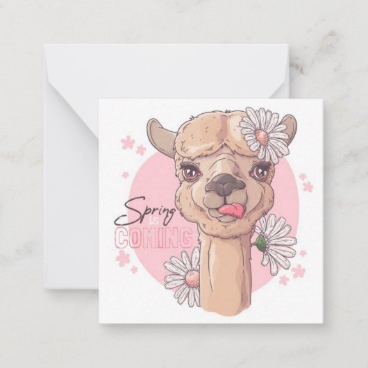 Spring Llama Notitiekaartje (Voorkant)