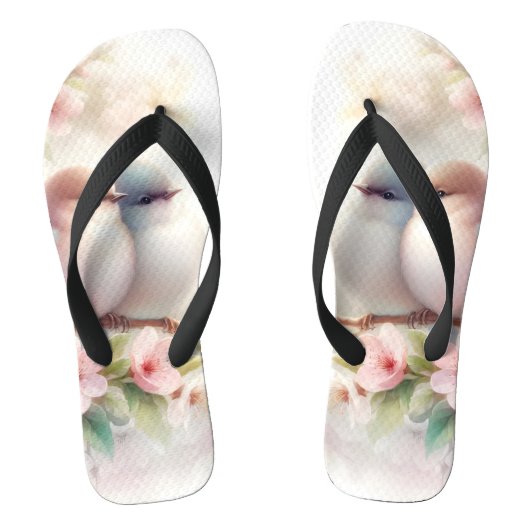 Spring Love Birds Cherry Blossom Floral Teenslippers (Voetbed)