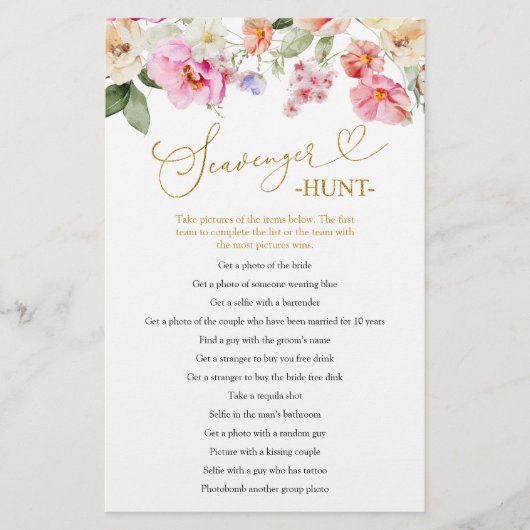 Spring Love in Bloom Scavenger Hunt Games Card (Voorkant)