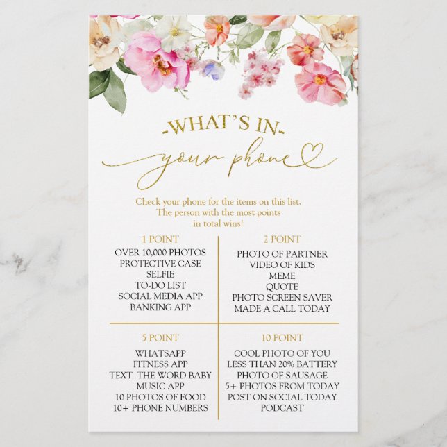 Spring Love In Bloom What's In Your Phone Game (Voorkant)