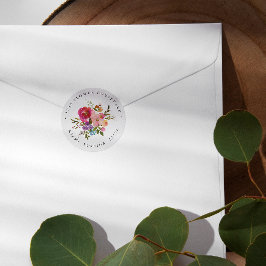 Spring Lush | Botanische retour-adres Bouquet Ronde Sticker