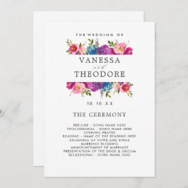 Spring Lush Bouquet Wedding Ceremony Program Kaart