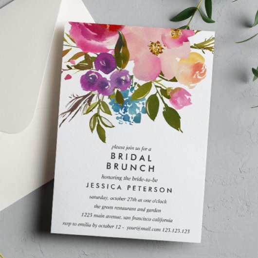 Spring Lush Flowers Bridal Brunch Wedding Kaart