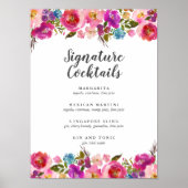 Spring Lush | Menu Roze Floral Signature Cocktail Poster (Voorkant)