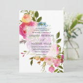 Spring Lush | Moderne botanische roze bloembruilof Kaart (Staand voorkant)