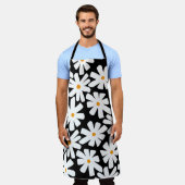 Spring madeliefjes bloemenretro patroon zwart schort (Gedragen)