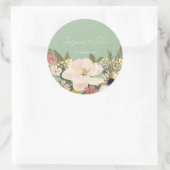 Spring Magnolia Bloem Boeket bruiloft Ronde Sticker (Tas)