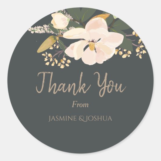 Spring Magnolia Bloem Boeket Ronde Sticker (Voorkant)