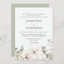 Spring Magnolia Blossom Blush en Sage Wedding