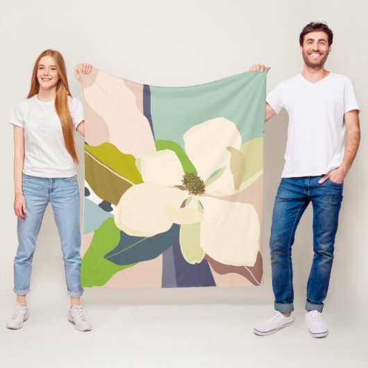 Spring Magnolia kleur blokken bloemist Fleece Deken (In situ)