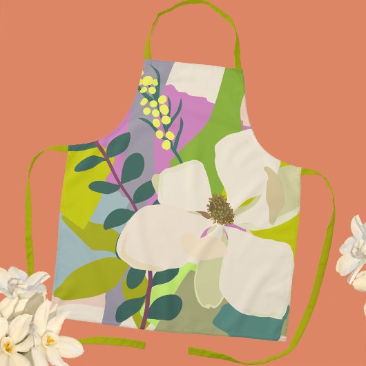 Spring Magnolia kleur blokken bloemist Schort