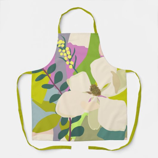Spring Magnolia kleur blokken bloemist Schort (Voorkant)