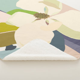 Spring Magnolia kleur blokken bloemist Sherpa Deken