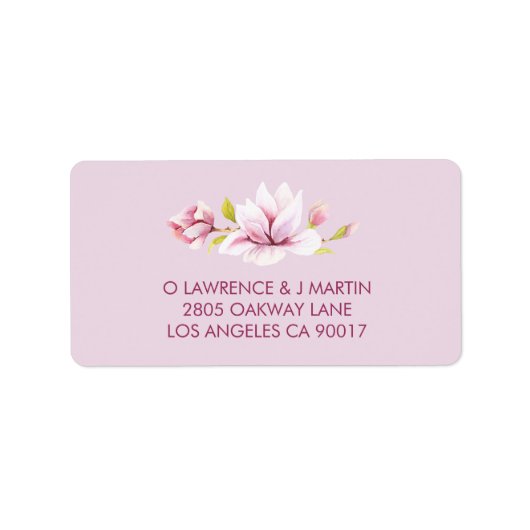 Spring Magnolias Bloemen Waterverf Etiket (Voorkant)