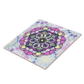 Spring Mandala Een keramische Tegel Tegeltje (Zijkant)