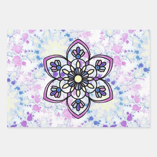 Spring Mandala Wrapping Paper Flat Sheet Set van 3 (Voorkant 3)
