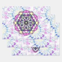 Spring Mandala Wrapping Paper Flat Sheet Set van 3