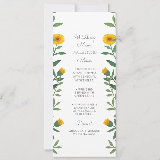 Spring Marigold Floral Wedding Menu (Voorkant)