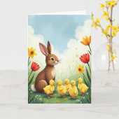 Spring Meadow Animal Card Kaart (Gele Bloem)